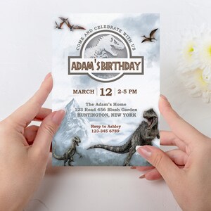 Modello di invito per una festa di compleanno con dinosauri, festa di dinosauri, invito a una festa a tema compleanno per bambini, download istantaneo