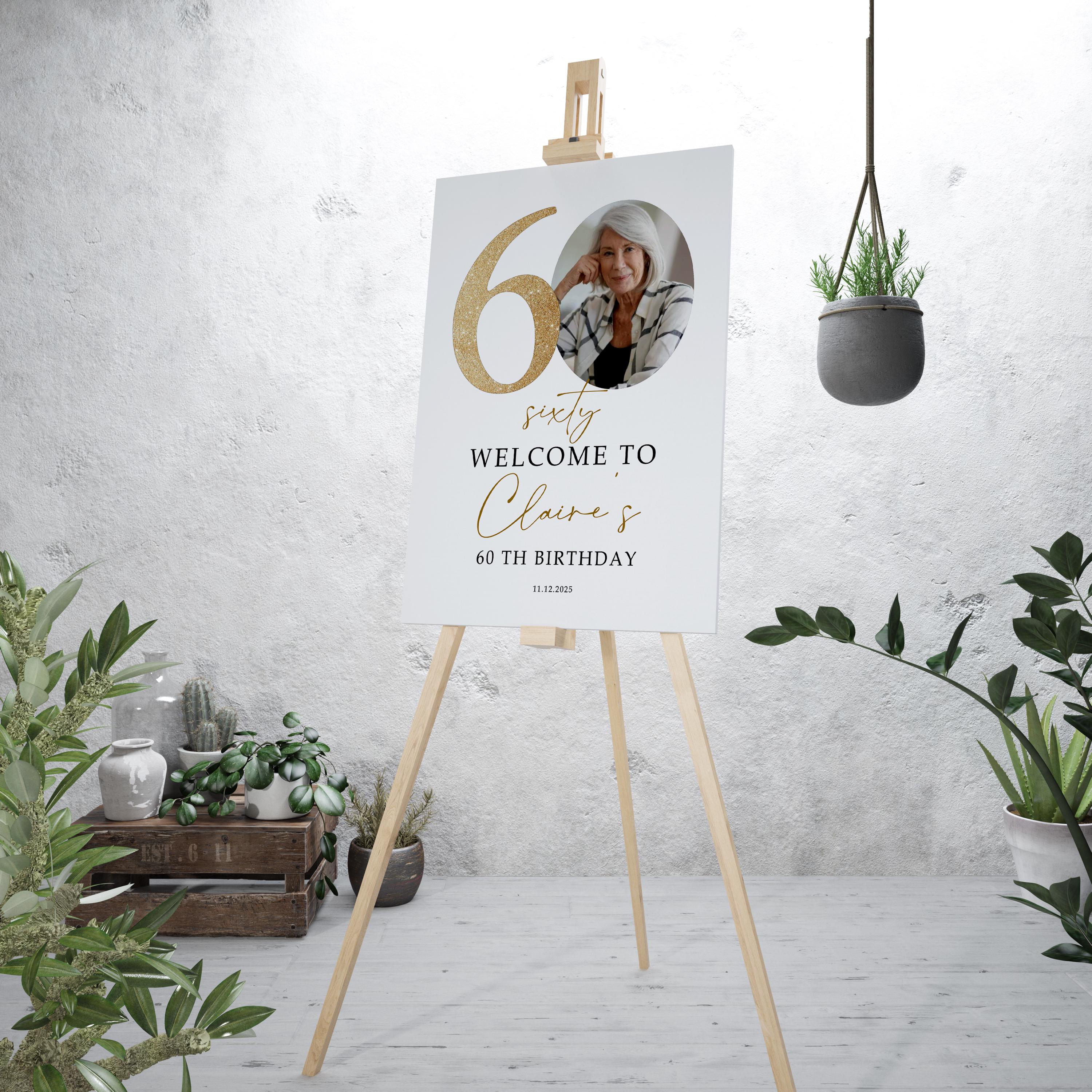 Gold Number 60th Welcome Sign Template, Modern 60th Welcome Sign, 60th ...