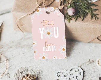 Daisy Birthday Party Thank You Party Favor Template, Daisy Birthday Gift Tag, Boho Daisy First Birthday Evite,Floral Digital, DISY