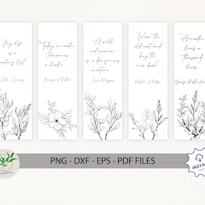 Floral bookmark Svg Set Wooden Bookmark Template Engraved Bookmark Laser Cut Files Book Lover Gift Teacher Gift Svg Glowforge Files