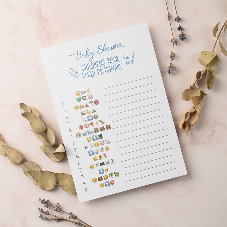 Baby Shower Emoji Game, Baby Shower Emoji Pictionary, Children's Books