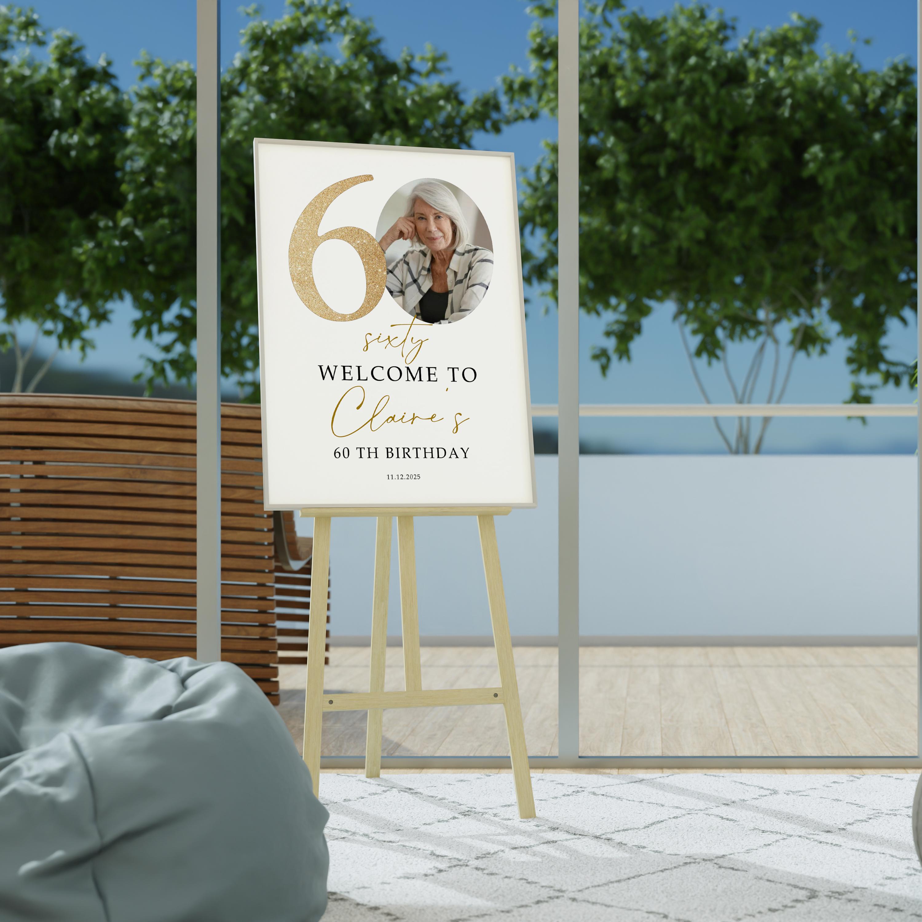 Gold Number 60th Welcome Sign Template, Modern 60th Welcome Sign, 60th ...