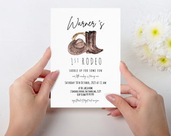 First Birthday Rodeo Invitation Template, Our Little Cowboy is One Wild West My 1st Birthday, Editable Template, Western Invite, RDEOB
