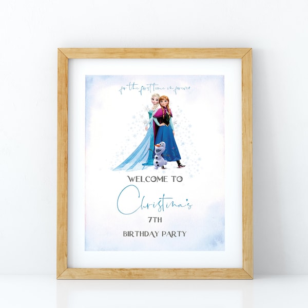 Frozen Welcome Sign, Frozen Birthday Sign, Elsa Welcome Poster, Frozen Party Decorations, Elsa Theme Decor, Kids Party, Instant, FRZN