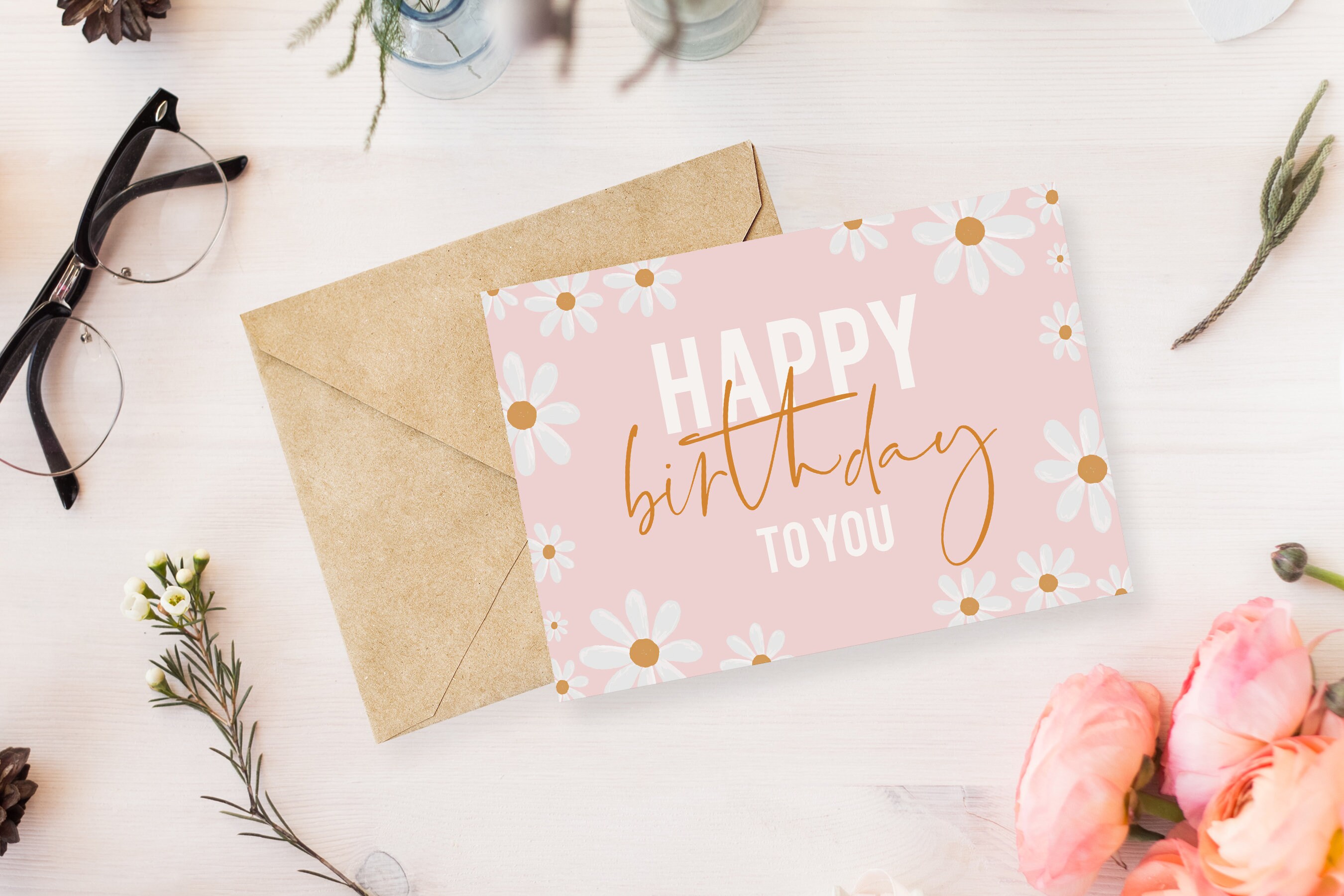 Daisy Happy Birthday Card, DIGITAL Download, Printable Birthday Card ...