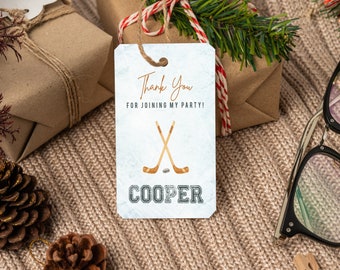 Hockey Favor TagTemplate, Hockey Party Gift Tag, Game On, Hockey Gift Evite, Editable Invitation, Instant Download, HCKY