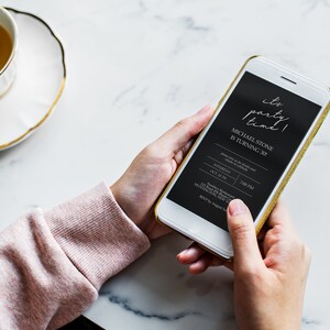Black and White Modern Minimal Digital Invitation Template, Mobile ...