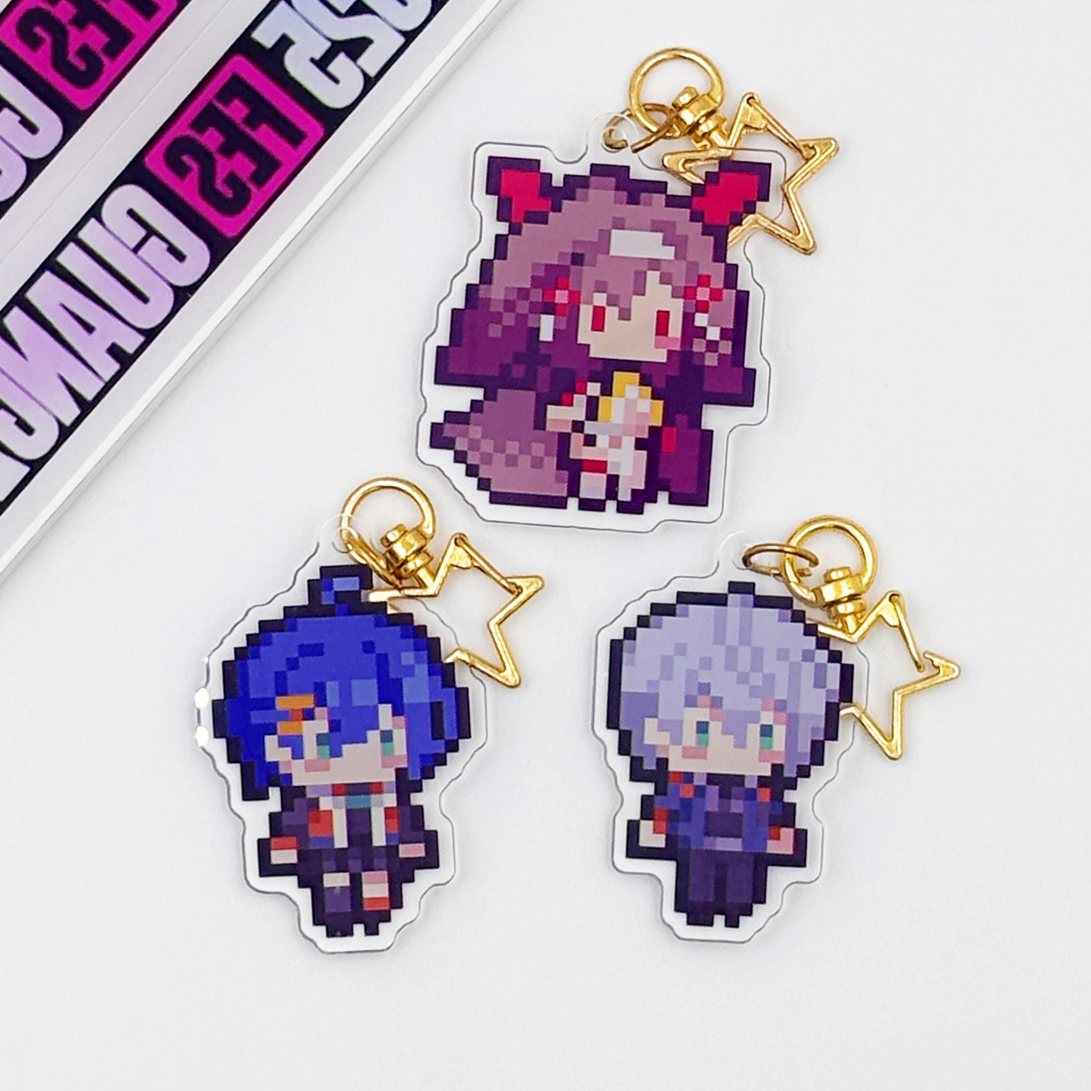 Zenless Zone Zero Pixel Art Acrylic Keychain Charm – Game Inspired