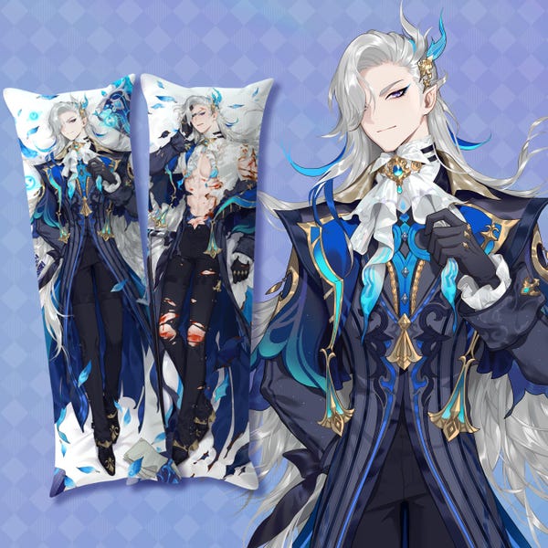 Neuvilllette Dakimakura Cover – Genshin Impact Anime Body Pillowcase (Multiple Sizes, Double-Sided)