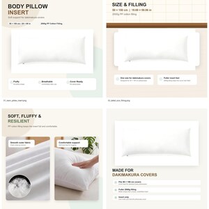Body Pillow Insert 50x150cm, Soft PP Cotton Filling Dakimakura Insert, Long Cushion Pillow Insert for Body Pillow Covers image 4