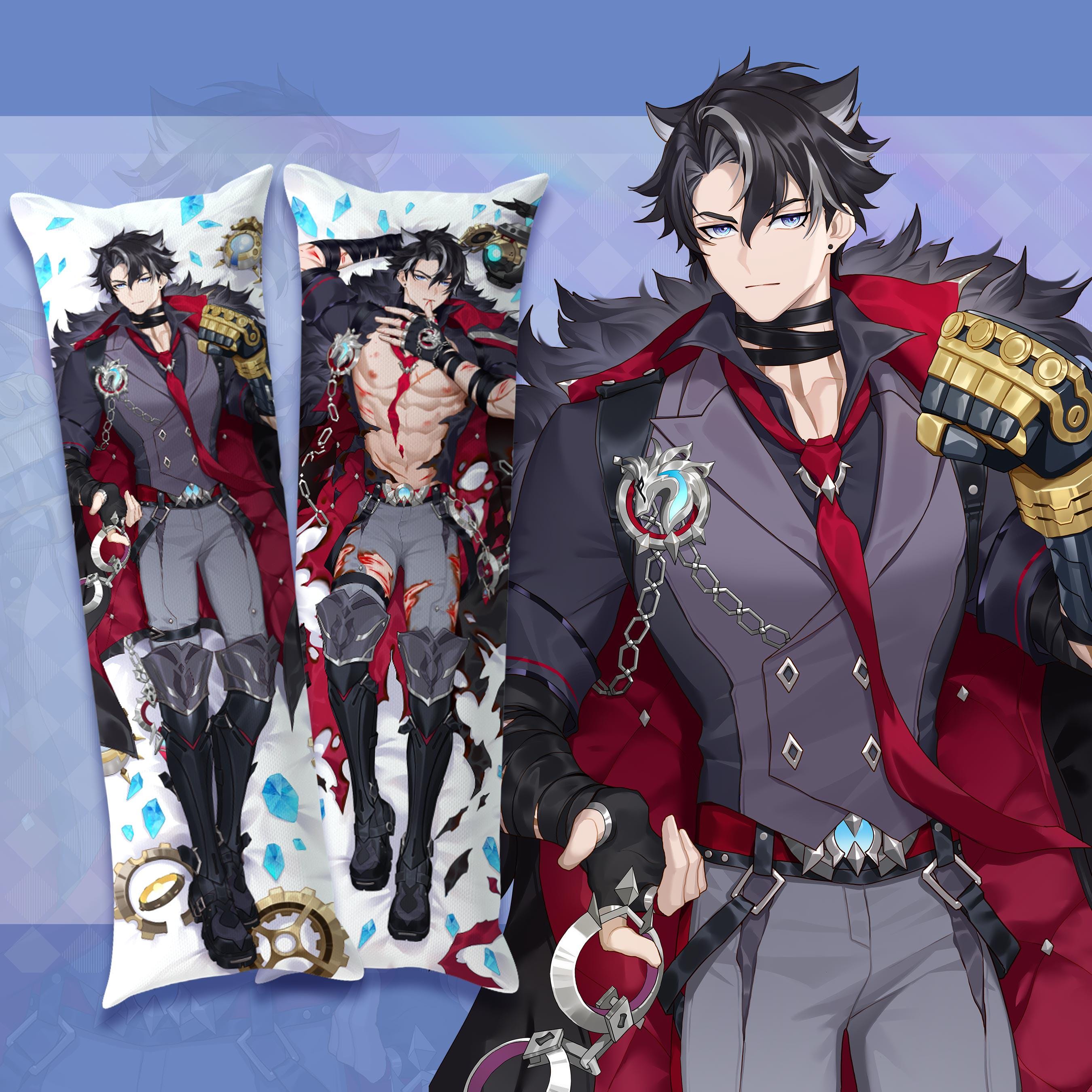 Wriothesley Body Pillow : Genshin Impact Fan-Made 2 Way Tricot Male Character Dakimakura(CASE ONLY)
