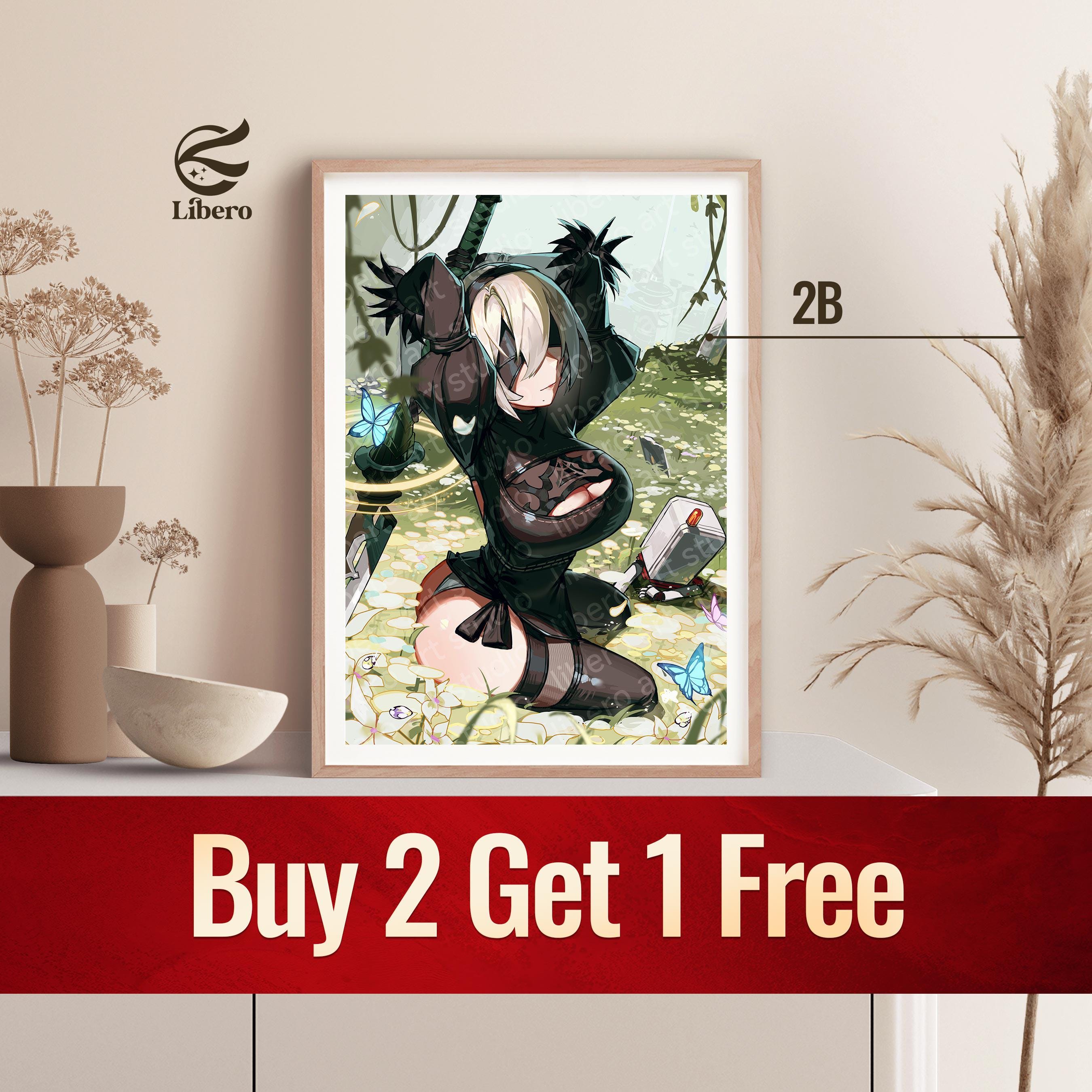 2B Poster | NieR: Automata Poster | Fan Art Print | Anime Poster | Anime Gift for Bedroom | Gift For Boyfriend or Girlfriend