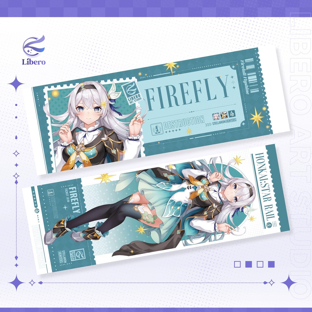 Honkai: Star Rail Souvenir Laser Ticket | Firefly Double-sided Bookmark ...
