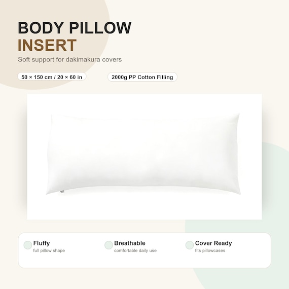 Body Pillow Insert 50x150cm, Soft PP Cotton Filling Dakimakura Insert, Long Cushion Pillow Insert for Body Pillow Covers