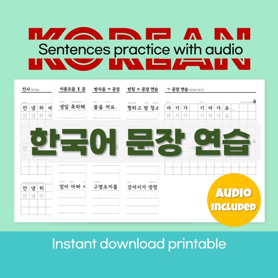 Korean Sentences Practice With Audio File Learn Korean Etsy