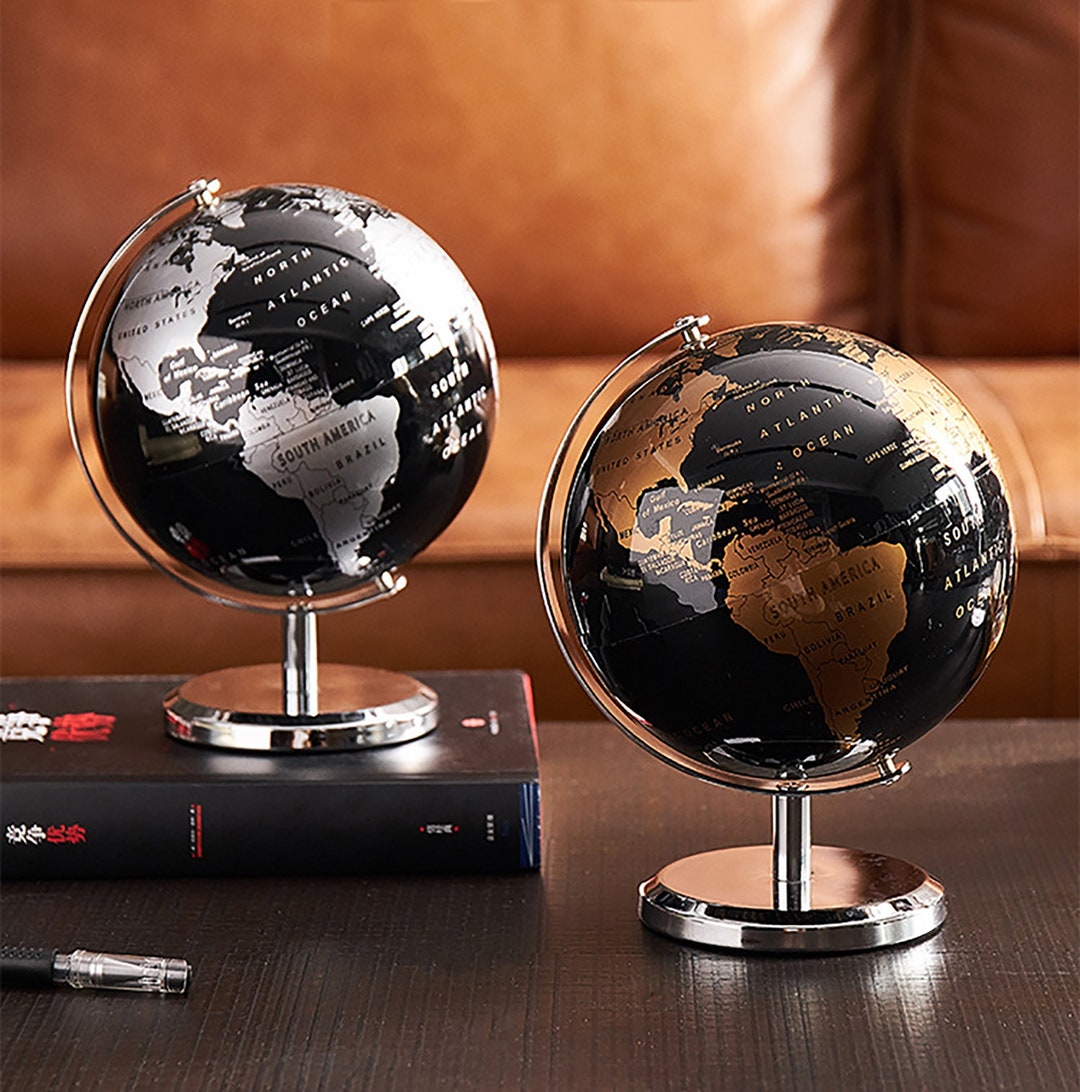 World Globe Rotatable Map Study Room Office Desktop Bookshelf - Etsy