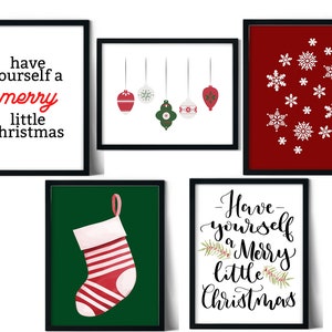 Stocking Wall Art Gallery set of 5, Christmas Decorations, Christmas Printable Wall Art, Printable Home Decor, Trendy Poster, Digital