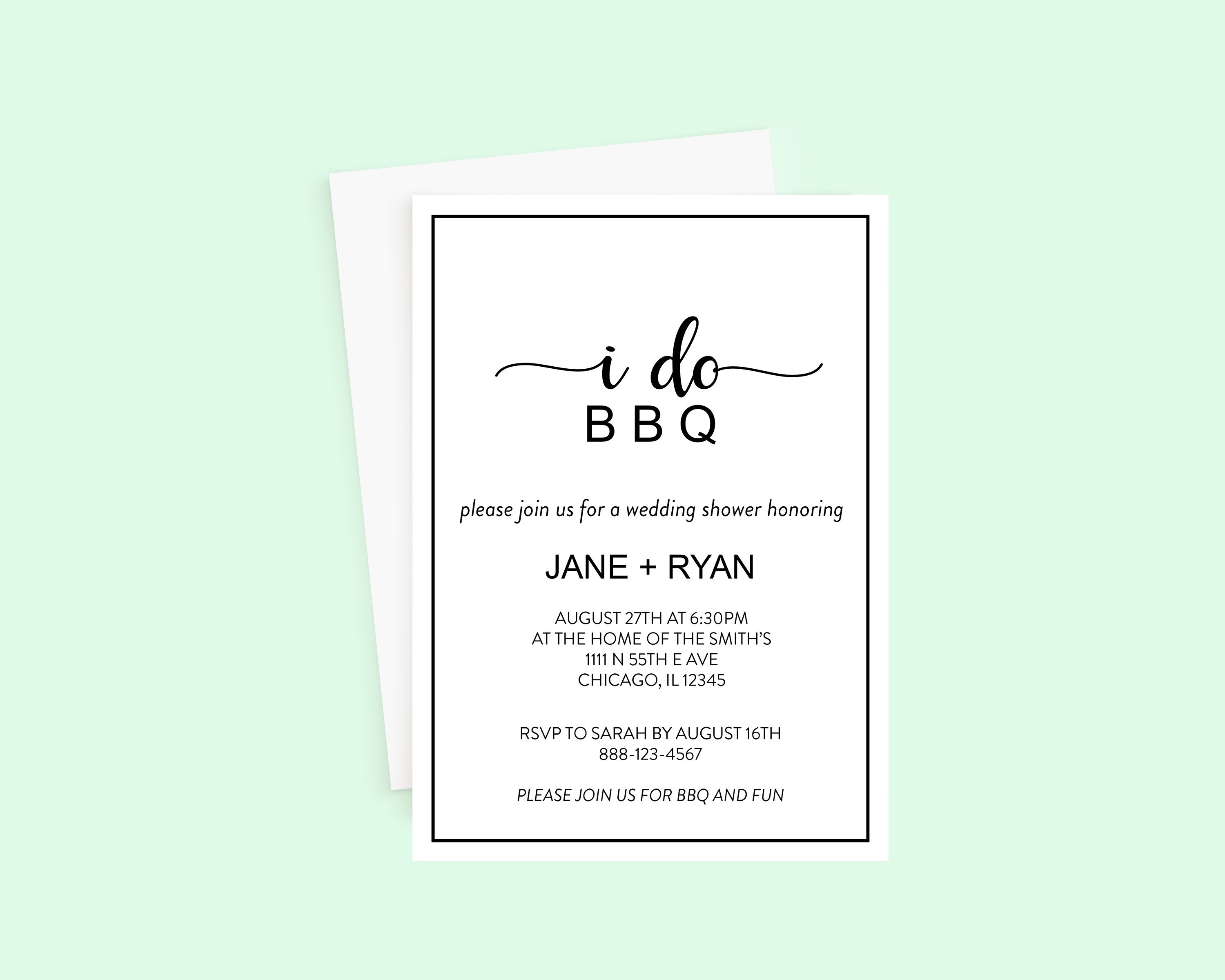 I Do BBQ Barbecue Wedding Shower Invitation Digital Printable