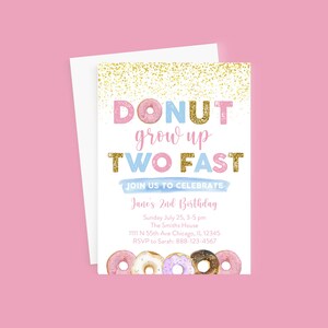 Kids Birthday Party Invitation | 2nd Birthday Donut Party Digital Invitation | Boy or Girl Invitation | Donut Birthday Card | Printable