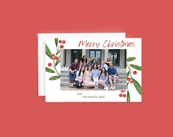 Carte photo de Noël personnalisée | Cartes de Noël imprimables | Modèle de carte de Noël | Modèle de carte Joyeux Noël| Carte de vacances en famille