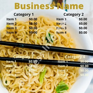 Pacote de modelos de menu de comida chinesa