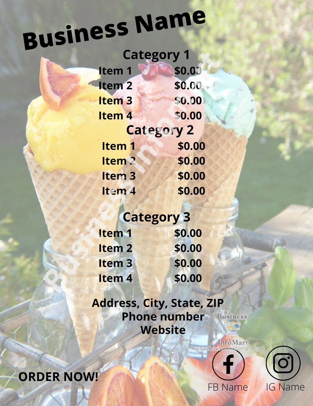 Ice Cream Menu Template Bundle Etsy