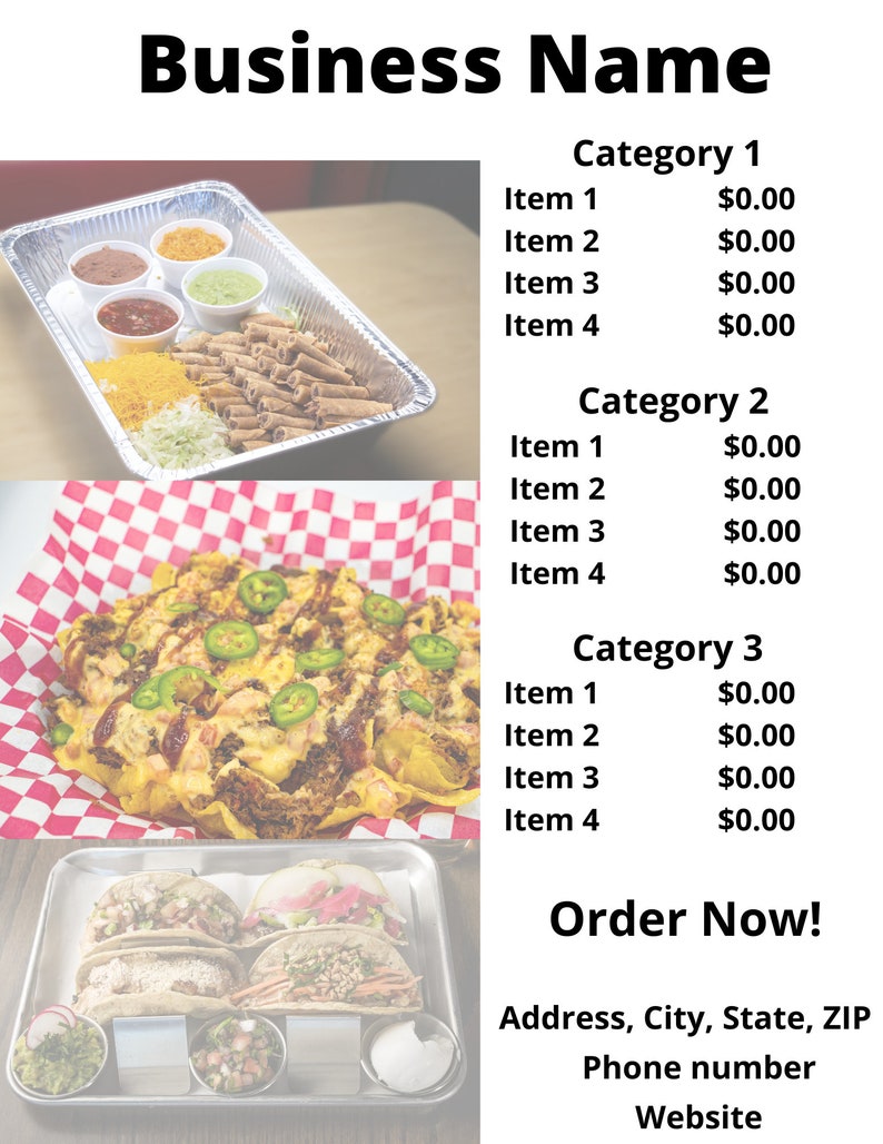 Mexican Food Menu Template Bundle Etsy