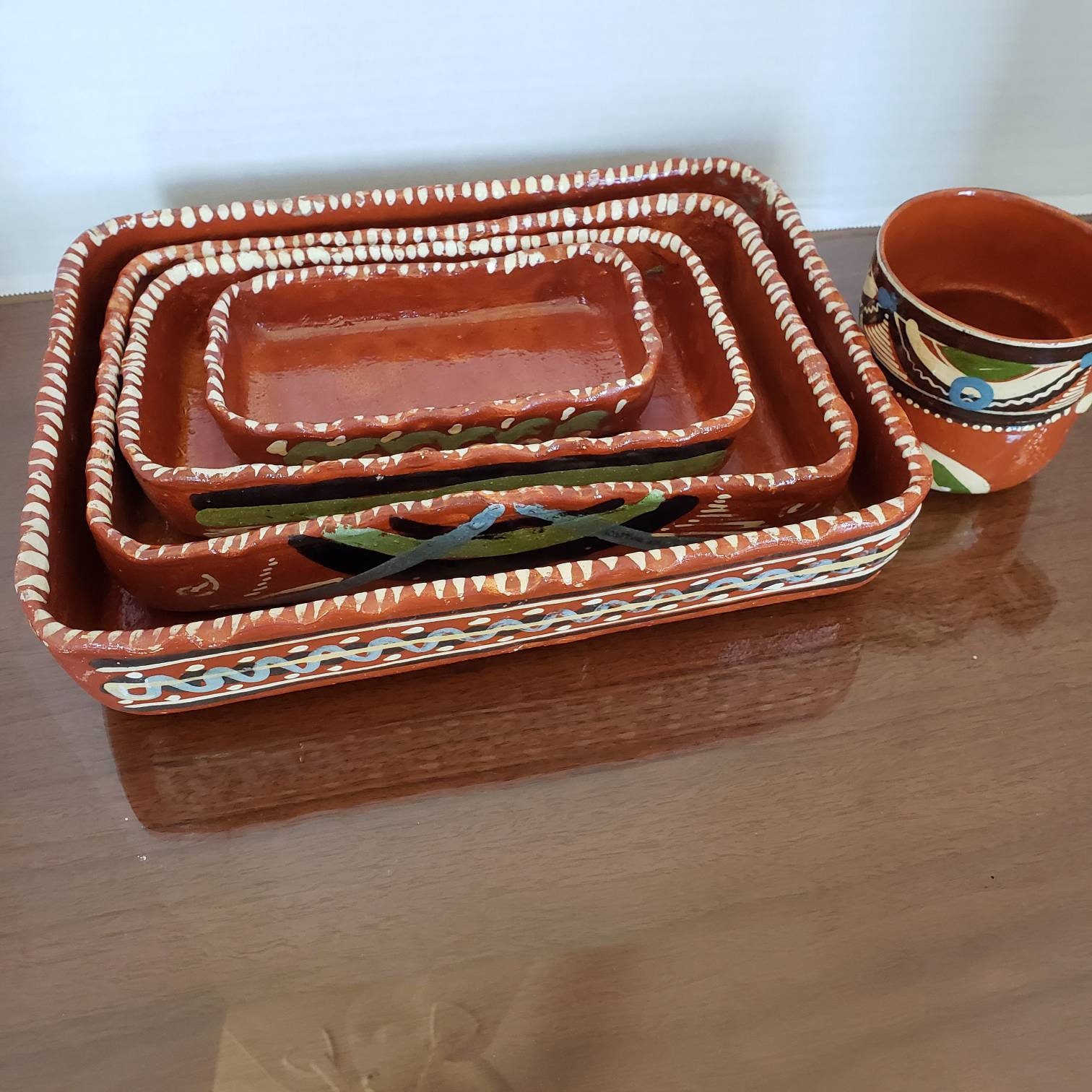 Mexican Folk Art Pottery Red Clay Base W Vibrant Hand Paint Colors Set Il Fullxfull.4619294012 Gaeh