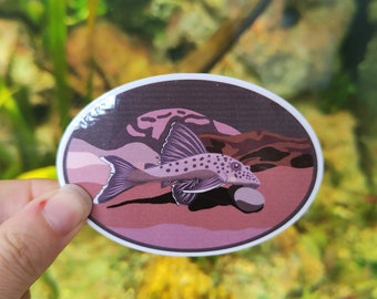 Pegatina de pleco con lunares / Pez tropical dibujado a mano, decoración acuática