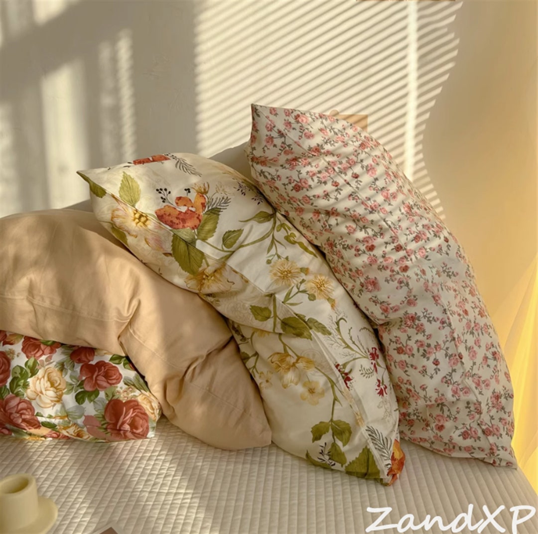 Garden Series Pillowcases, Roses Flowers Leaves Pillowcases