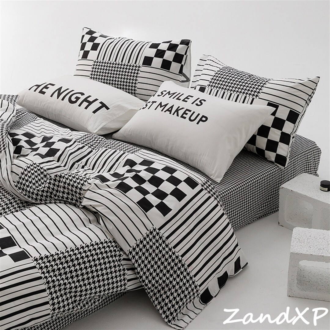 100 Cotton Duvet Cover Set, Black White Duvet Cover, Minimalist