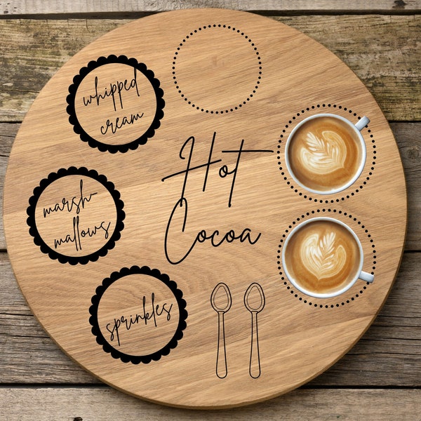 Hot Chocolate Charcuterie Board SVG, Hot Cocoa Bar, Winter Party Template