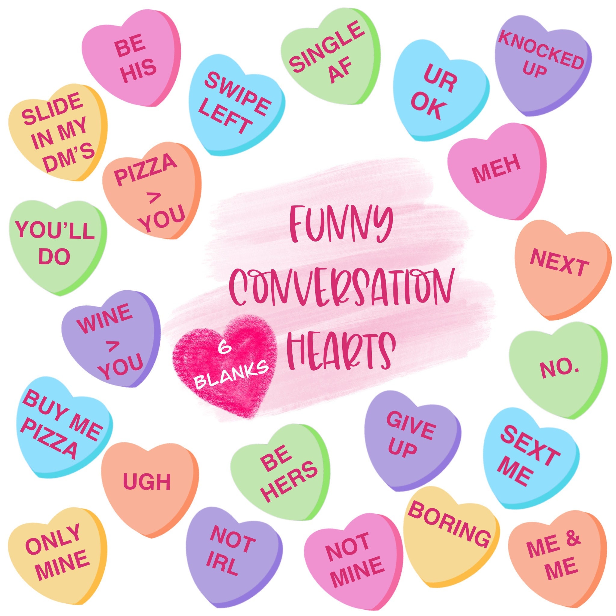 Funny Valentine s Day Conversation Hearts Bundle Valentine s Designs For Sublimation Candy