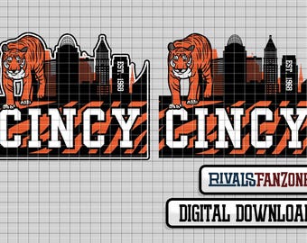 Cincinnati Football SVG PNG AI, Cincinnati Skyline, Cricut Cut File, Sports Clipart, Vinyl Decal Design, Instant Download