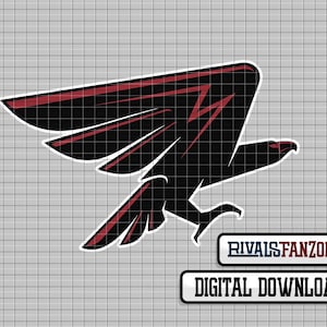 May include: A black and red stylized eagle logo with a white outline, set against a gray grid background. The logo features the text "RIVALSFANZONE" and "DIGITAL DOWNLOAD" in white and black rectangles.