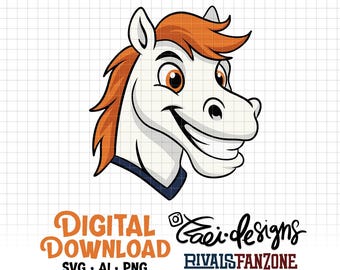 Orange Horse Hand Drawn Clipart .svg / .png /.ai / .jpg Digital File, Template, Cut Files, Instant Download, Cricut, Vector, Bronco Mascot