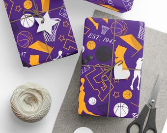 LA Basketball Gift Wrap, Sports Fan Wrapping Paper