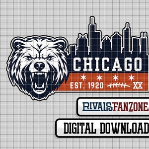 Chicago Football .svg / .png /.ai Arquivo digital, modelo CHI, arquivos de corte, download instantâneo de clip art, Cricut, vetor, faça você mesmo
