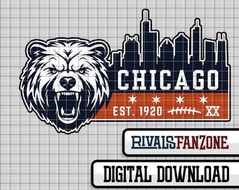 Chicago Football SVG PNG AI, Chicago Football Design, Cricut Cut File, Sports Clipart, Vinyl Decal Design, Instant Download