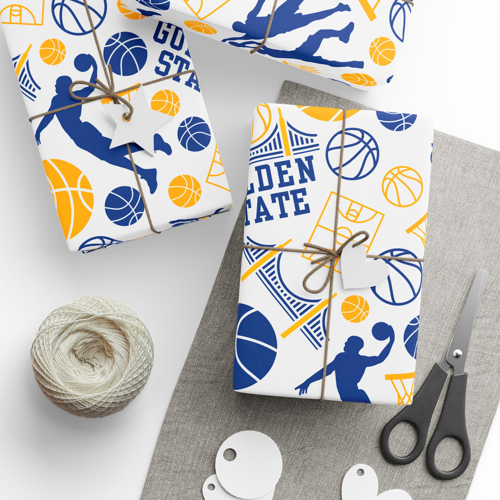 Discover Golden State Basketball Wrapping Paper, Gift Wrap for Sports Fans, Xmas Gift