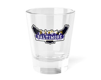 Baltimore Football Shot Glass, 1.5oz, Team Spirit, Kitchenware Glassware, Gifts for Him, Gifts for Her, Stocking Stuffer Christmas