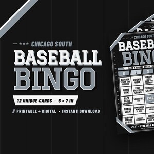 Chicago South Side Baseball Bingo – 12 Card Pack, Printable Bingo Cards, Ballpark Watch Party Game, Instant Download, Baseball Party Game