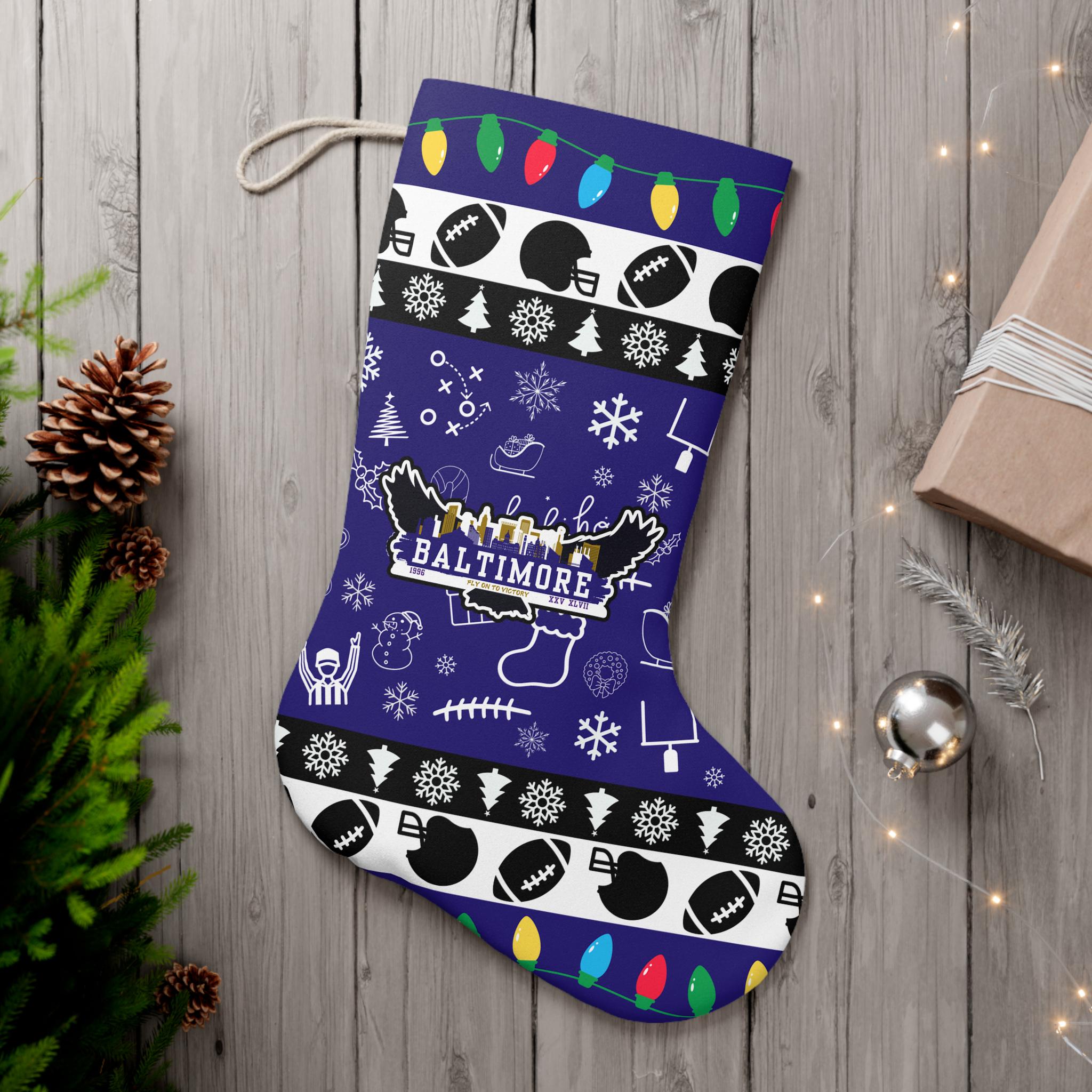 Discover Baltimore Football Christmas Santa Stocking, Holiday Gifts for Sports Fans, Gifts for Him, Gifts for Her