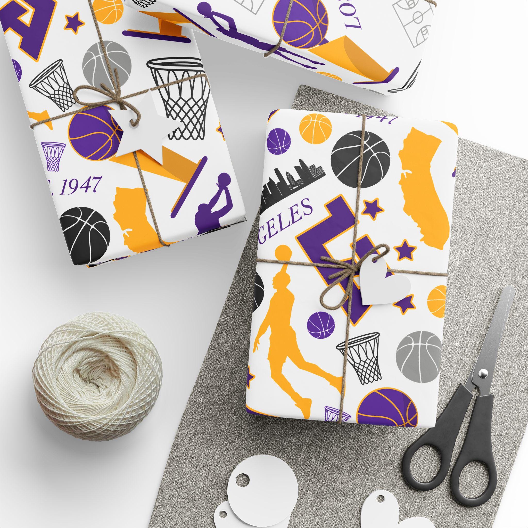 Discover LA Basketball Wrapping Paper, Gift Wrap for Sports Fans, Xmas Gift