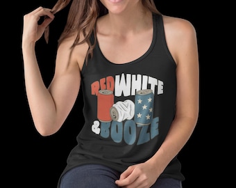 Red White & Booze Racerback Tank Top: Patriotic 4th of July Apparel