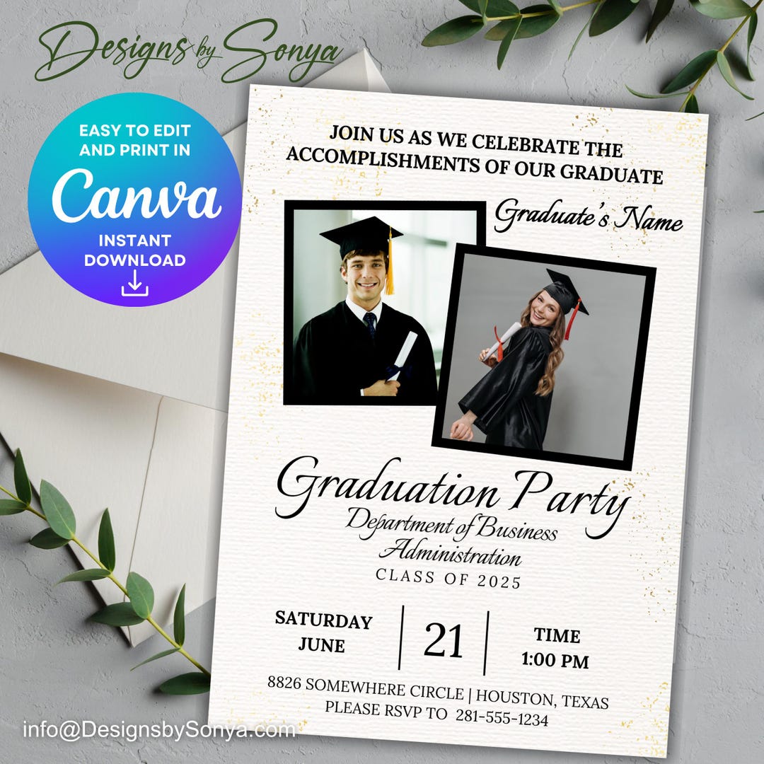 Custom DIY Graduation Party Invitation Template | Editable Canva ...