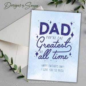 Vader, jij bent de beste aller tijden Vaderdagkaart | Afdrukbare A7-kaart | DIY-kaart voor papa | Schrijf je eigen bericht | Direct downloaden
