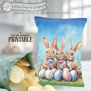 Emballage de sac de jetons lapin de Pâques à imprimer, cadeau panier bricolage aquarelle lapin, cadeau de Noël pour la classe, cadeau de Pâques pour enseignant et enfants