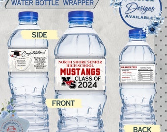 Limited Edition | Graduation 20 FL OZ Water Bottle Wrapper | North Shore Senior High School | Class of 2024 | Instant Download | Print @Home