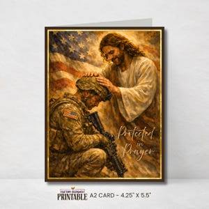 Military Prayer Card, Soldier Encouragement Card, Christian Bootcamp Support, Deployment Prayer Greeting Card (Printable A2 Card)